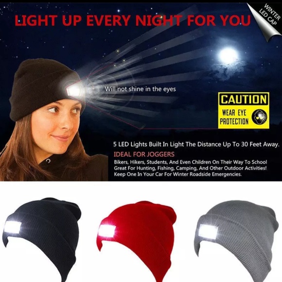 LED Joggers Cycling Runners Outdoors Knit Beanie - Picture 2 of 8